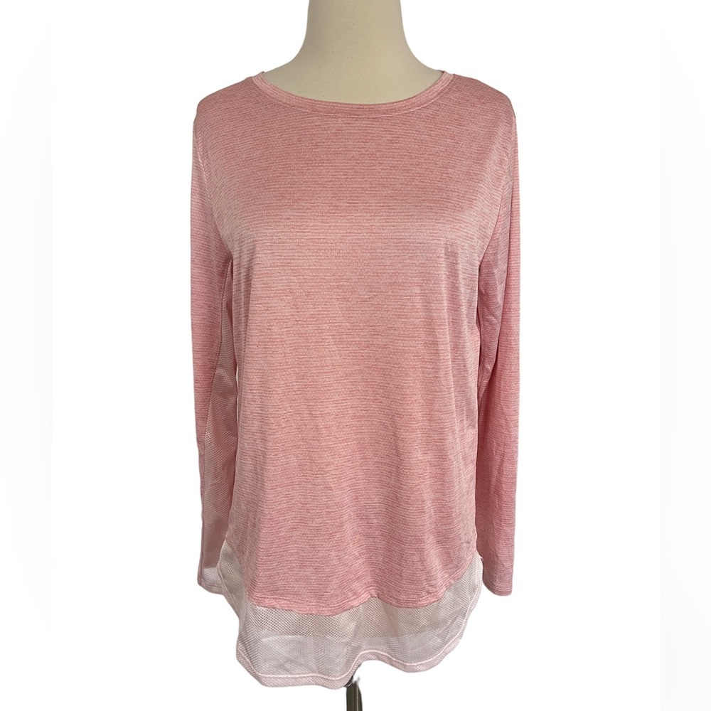 Under Armour Pink Long Sleeve Heat Gear Workout Top with Mesh Size M